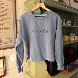 Seaside Blue raw hem Cropped Crewneck Size M